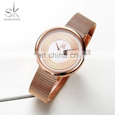SHENGKE New Girls Fashional Watchs Dresss Quartz Watches Rosegold Popular Handwatchs Couple's Watches K0094L