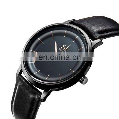SHENGKE Simple Clear Dial Ladies Unisex Matte Black Watches Minimalistic Watch In Quartz Custom Insert Your Logo Watches