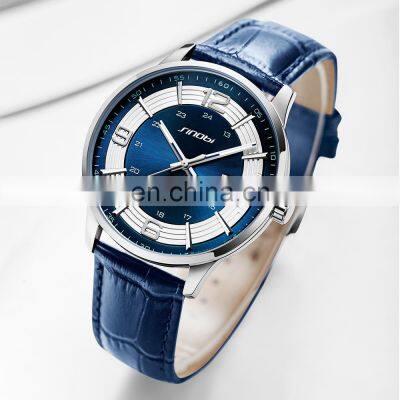 SINOBI Top Quality Business Men Watch Calendar High Quality Leather Band Steel Band Quartz Watches Man S9839G Jam Tangan Pria