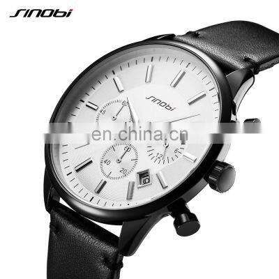 Sinobi S9797G Mens Multifunction Wrist Watch For Man Small Dial Display Belt Watch Mens Luxury Watch Jam Tangan Pria