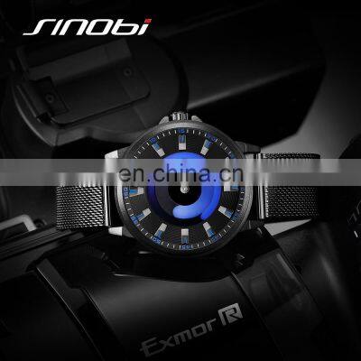 SINOBI Men Brand Stylish Quartz Watch For Mens Luxury Watch Creative Whirlpool Dial Original Design Watches Montre