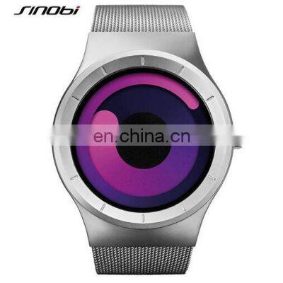 SINOBI Masculinity Sports Watchs Purple Creative Design Male Wristwatch Comfortable Mesh Band Quartz Wristwatch Man