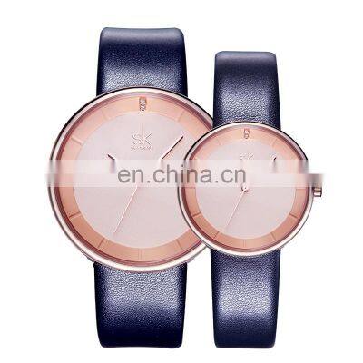 SHENGKE Elegant Couple Watches Leather Band Anniversary Gift Hand Watch Japan Quartz Pair Watches K8062G/L