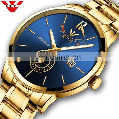 NIBOSI Relogio Masculino Relojes 2020 Gold Watch Mens Watches Top Brand Luxury Sport Quartz Watch Business Waterproof Wristwatch