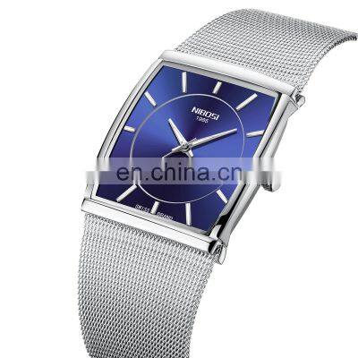 NIBOSI 2020 Mens Watches Top Brand Luxury Blue Square Quartz Watch Men Waterproof Golden Male Wristwatch Men Relogio Masculino