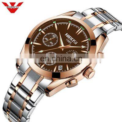 Luxury Quartz Watches Waterproof Quartz Watches Top Quality Stainless Steel Hot Sales Custom Men 2020 NIBOSI Analog Two Years