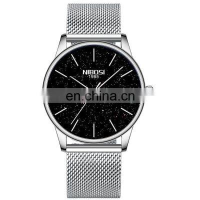 Quartz Watch Watches Stone Stainless Steel Original Quartz Fashion Japan Hot Sell Superior Slim 2020 Men Watches NIBOSI Round