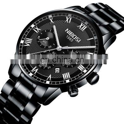 Free shipping NIBOSI Mens Sport Watches Men Waterproof Luxury Brand Watch 2019 Fashion Full Steel Analog Quartz Wristwatch