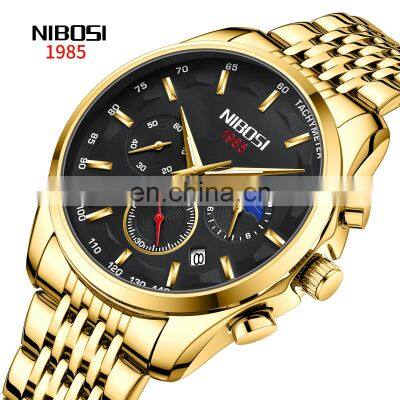 NIBOSI 2021 New Men Watch Top Luxury Brand Men Sport Military Watch Quartz Wristwatches Waterproof Chronograph Relogio Masculino