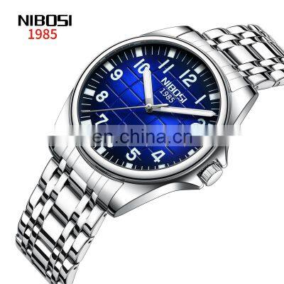 NIBOSI 2572 Fashion Luxury Men Stainless Steel Belt Quartz Wristwatch 2022 Men's Business Casual Watches relogio masculino