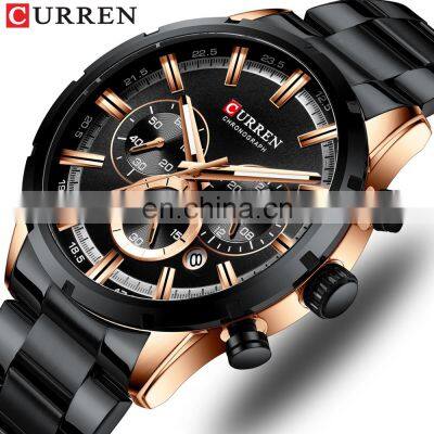 CURREN Watches Silver Clock Chronograph Watch for Men Casual Sporty Watch Top Brand Military Quartz Stainless Steel Mens 2020