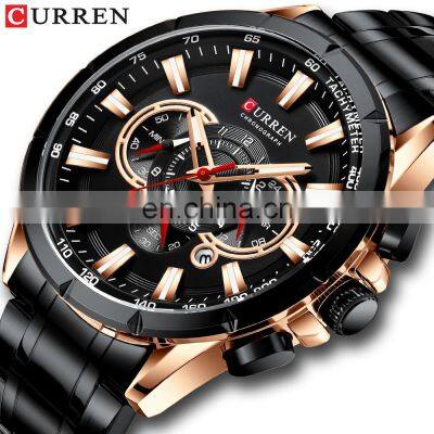 NEW CURREN Luxury Brand Men's Watch Blue Quartz Wristwatch Sports Chronograph Clock Male Stainless Steel Fashion Business Watch