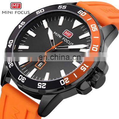 Mini Focus MF0020G Relojs Original Hand Watches for Men Quartz Waterproof Silicone Men Wrist Watch