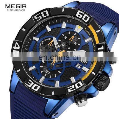 MEGIR 2121 Men Watches Top Luxury Chronograph Sport Watch Silicone Quartz Male Military Wristwatches Clock Relogio Masculino