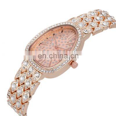 Cross-Border Light Luxury Full Diamond Snakeskin-Shaped Women's Watch Fashionable Temperament Starry Steel Chain Custom Logo