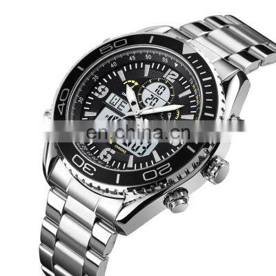 SKMEI 1600 stainless steel back case strap water resistant more time wristwatches men watch