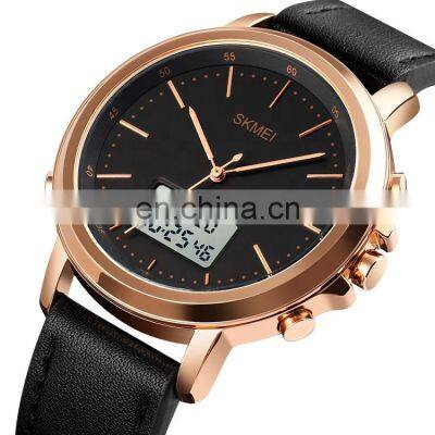 Chinese brand SKMEI 1652 new trendy genuine leather digital-quartz watches men