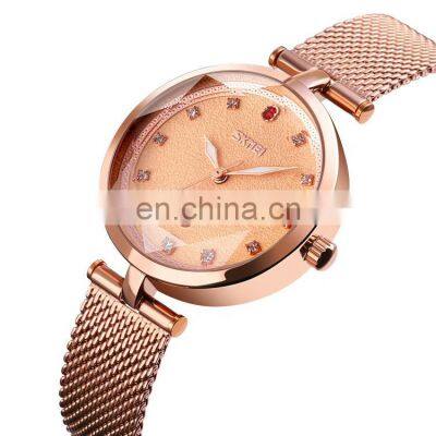 SKMEI 9215 stainless steel band customized logo fashion design bracelet watch women