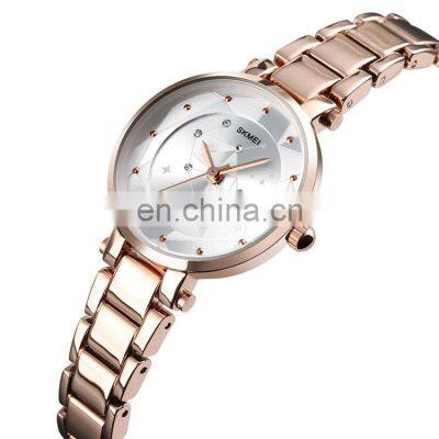 Skmei 1411 Luxury Lady Wristwatch Custom Watch Women Waterproof 3ATM Rose Gold Silver Quartz Movement Stainless Steel Strap