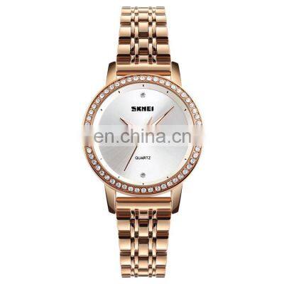fashion stainless steel lady quartz watch for women diamond decoration bezel