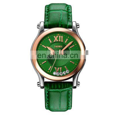 Original watch company wholesale women quartz watch Skmei 9265 waterproof genuine leather ladies wristwatch