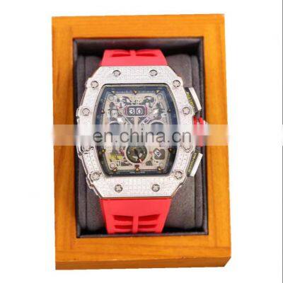 Jewelry Fashion Custom Hip Hop Luxury Design Black Strap Watch Watch Men Moissanite Diamond Mechanical Watch