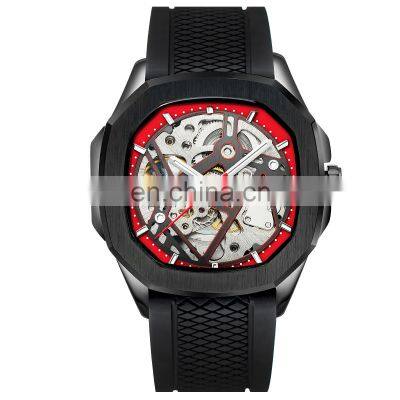 New Luxury OEM business gold case watch casual leather strap wrist watches men luxury brand automatic