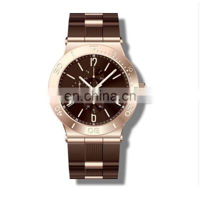 Wholesale Fashion Hot Seller Japanese Brands Wrist Watch Coffee Silicone Strap Hand Watch Rose Gold Luxury Watch