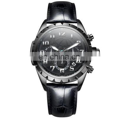 Luxury Multifunction Watch For Men customization Brands Quartz Watch Waterproof Leather Watches Men Wrist Sports
