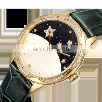 High Quality Brand quartz Watch magnetic starry sky clock diamond watches Lady Leather Watch Gold Women