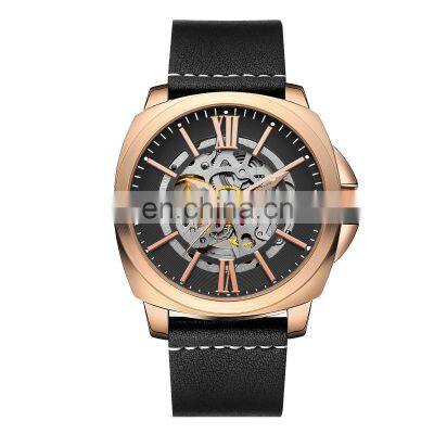 Customized Your Branded Popular Automatic Hand Watch Mens Leather Bands Watches Luxury Skeleton Watch