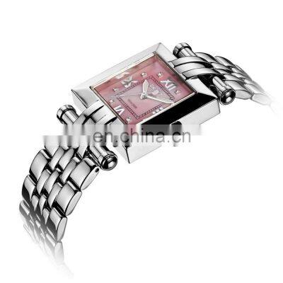 OEM Pink Dial Womens Waterproof Quartz Watches Stainless Steel Case Wristwatch Luxury Brand Fashion Watch