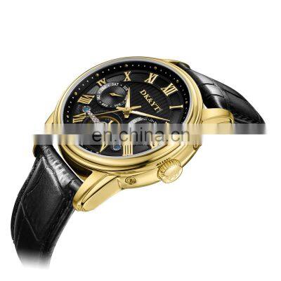 Luxury Men Gold Watch Leather Relogio Masculino for Men Luxury Custom Logo Mechanical Mens Automatic Watch