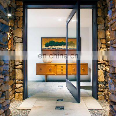 NFRC North American Style Big Panel Tempered Glass Aluminium modern Entry Front Pivot Door