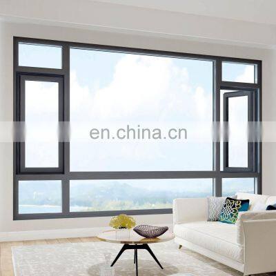 NFRC north american standard double glass aluminum frame black inward opening casement window