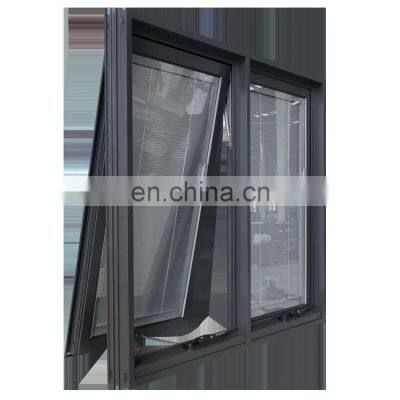 USA Certified Energy-Saving Aluminum awing window casement window with blinds inside grill design double pane aluminum window