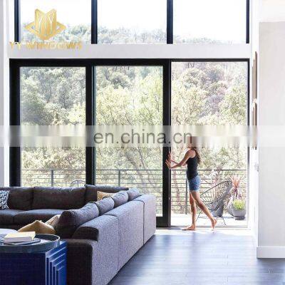 Australia Standard waterproof silent double glass sliding door bedroom modern black aluminum frame exterior door