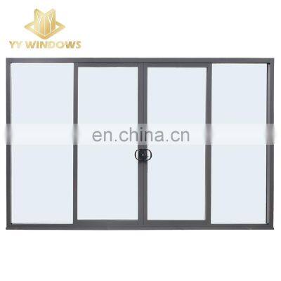High quality soundproof interior two tracks four panel aluminum sliding glass door for balcony