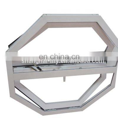 Aluminum Hexagon Frame Handle Lock Tempered Glass Double Hung Window