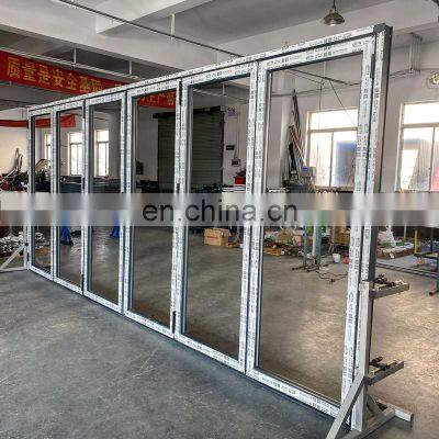 Soundproof Interior Bi-folding Double Glazing Aluminum Glass Thermal Break Bifold Patio Folding Doors
