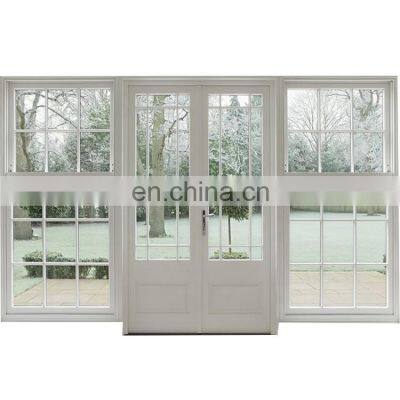 Modern house grill design pvc double glass entry door for garden