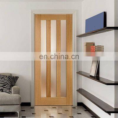 Glass bedroom bathroom water resistant solid oak wood door interior room accordion wooden glass doors price