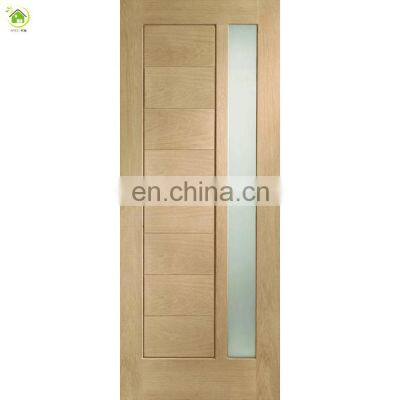 Cheap commercial hotel room flush wood door modern solid oak bathroom doors with glass