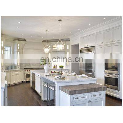 Modern european solid wood design double island ideas high gloss handle corner kitchen cabinets