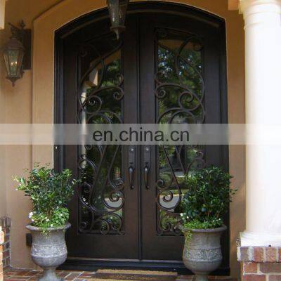 modern decorative steel security entry double door design wrought iron metal front doors