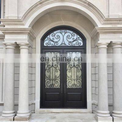 Villa courtyard wrought iron cast grill gate golden supplier high quality precision iron front double entrance houses door