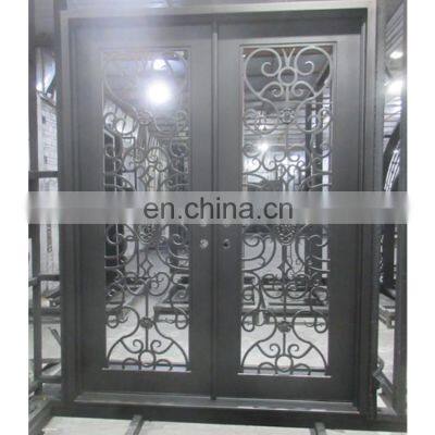 Luxury black craftsman large entrance front high security exterior double french wrought iron door