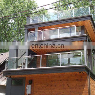 Luxury blue color glass modern iron aluminium beautiful baluster modern balcony railing systems design for hotels