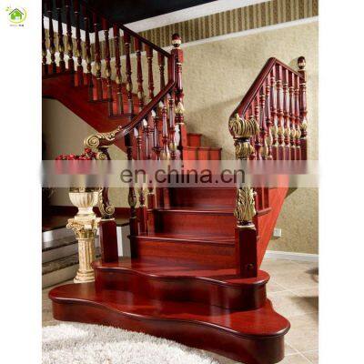 Royal style interior precast solid oak wood stair treads railings balusters