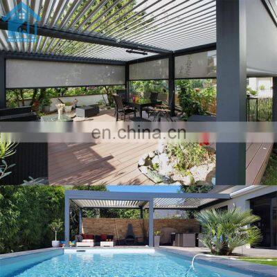 Electric Sunshade Roof Automation Gazebo Outdoor Waterproof aluminum Louvered Pergola